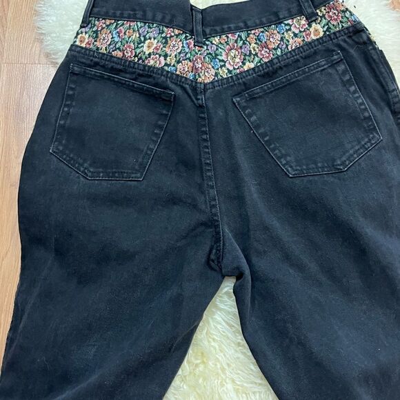 Vintage 90’s Manisha Black Floral Tapestry High Waist Mom Jeans 28 - Picture 5 of 7